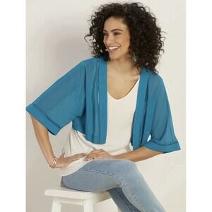 Soft Surroundings Jacket Topper Dolman Sleeve Cropped Open Sheer NEW!